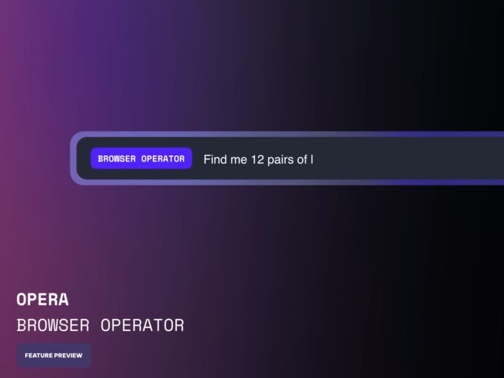 Screenshot of "Browser Operator," a native AI agent designed to perform tasks for users directly within the Opera browser using agentic artificial intelligence advancements that preserve privacy.