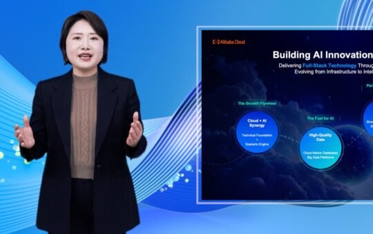 Photo from a presentation as Alibaba Cloud expands its AI portfolio for global customers with a raft of new Qwen foundational AI models, platform enhancements, and Software-as-a-Service (SaaS) tools.
