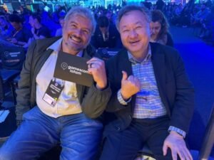 Rodrigo Terra (left) with Shu Yoshida at BIG Festival Awards.