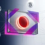 3D Japanese flag with Bitcoin symbols and purple geometric grids representing crypto regulatory reform