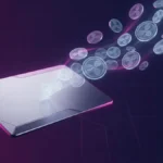 Credit card with holographic XRP coins emerging, representing Japan's crypto loyalty program integration