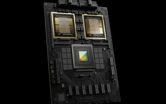 NVIDIA Grace Blackwell compute board coordinating component flows across GPUs, CPUs, and HBM memory packages forms the foundation of NVIDIA's cuOpt and Palantir Foundry supply chain allocation system.