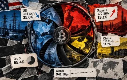 3 countries control 66% of Bitcoin mining, but 1 rival is gaining