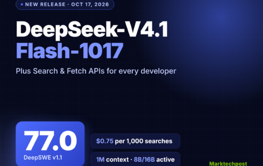 DeepSeek Just Released V4.1-Flash-1017, Scores 77.0 on DeepSWE, Opens Search API